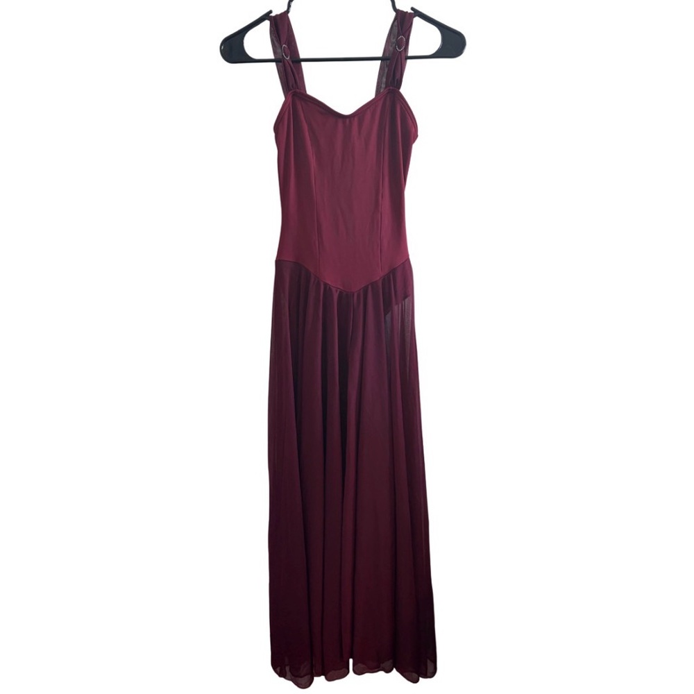 Vintage Burgundy Mesh Maxi Dress | Premiere Collection by Body Wrappers | Small